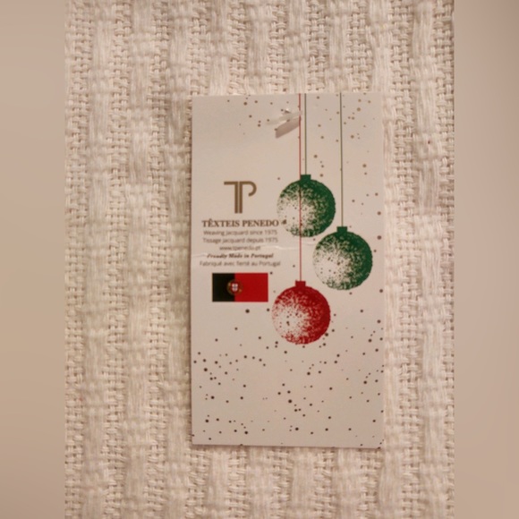 🎁Texteis Penedo Holiday Throw Blanket - Ivory Weave Inset  with Adorned Border - Picture 8 of 11